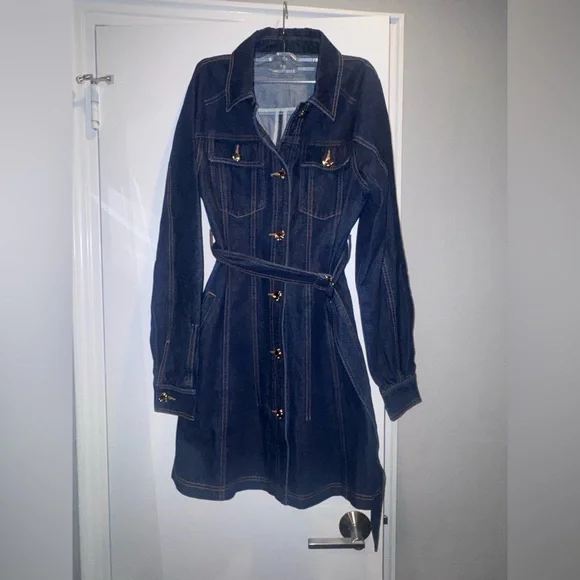 Commense Belted Denim Shirt Dress NWT - Picture 3 of 5
